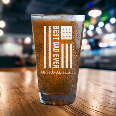 Best Dad Ever American Flag Engraved Pint Glass